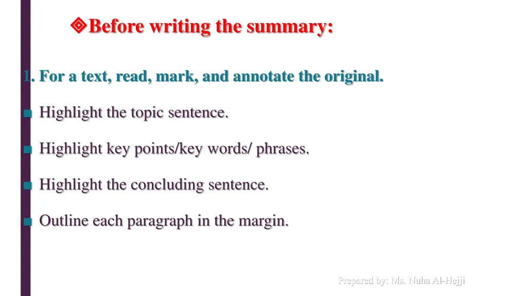 before writing the summary