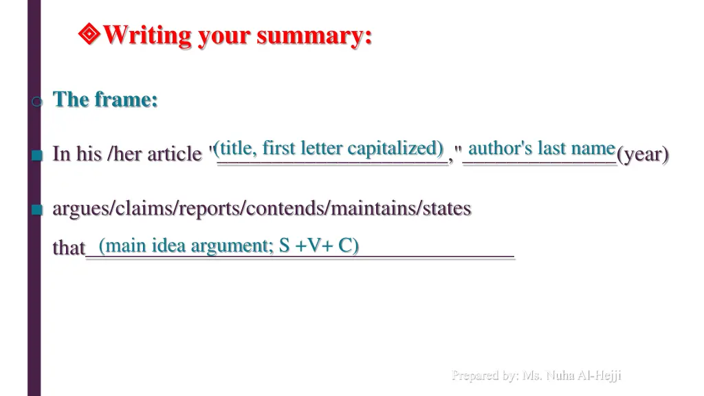 writing your summary 1