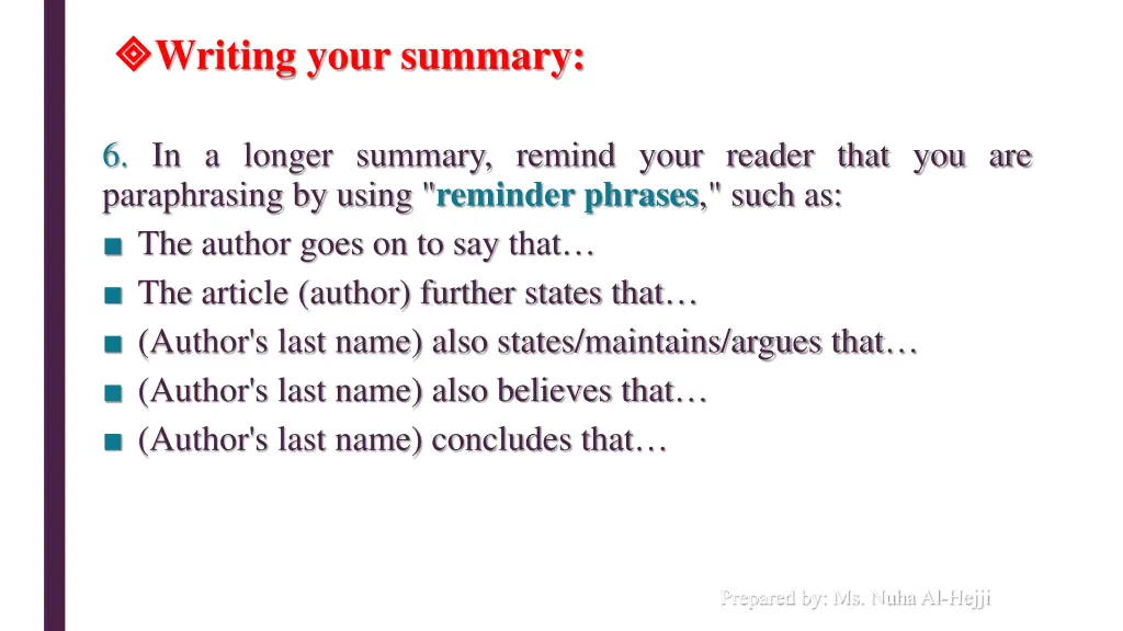writing your summary 7