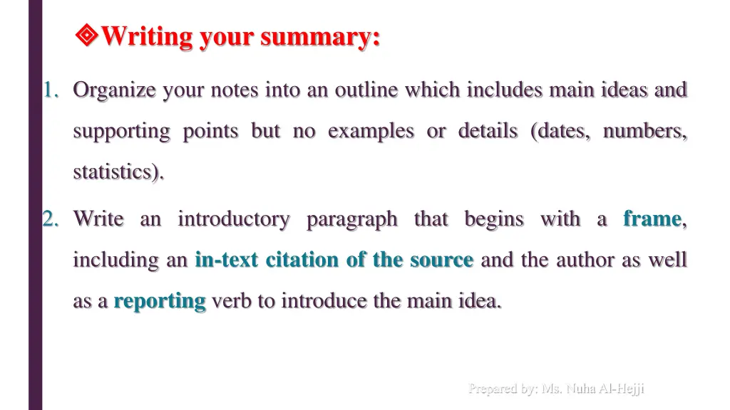 writing your summary