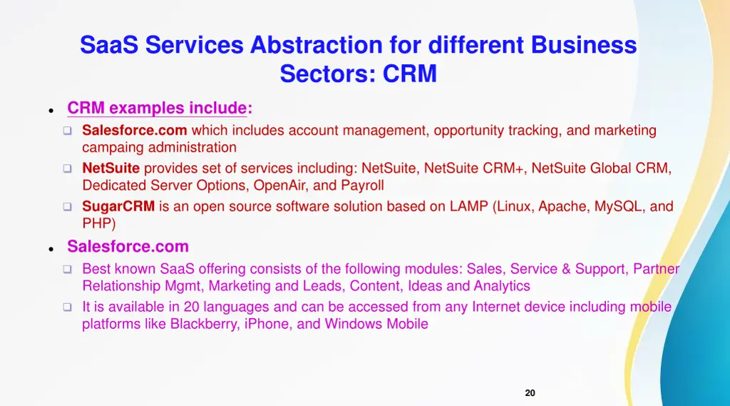 saas services abstraction for different business 1