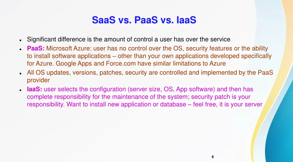 saas vs paas vs iaas