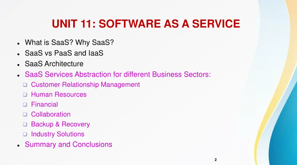 unit 11 software as a service
