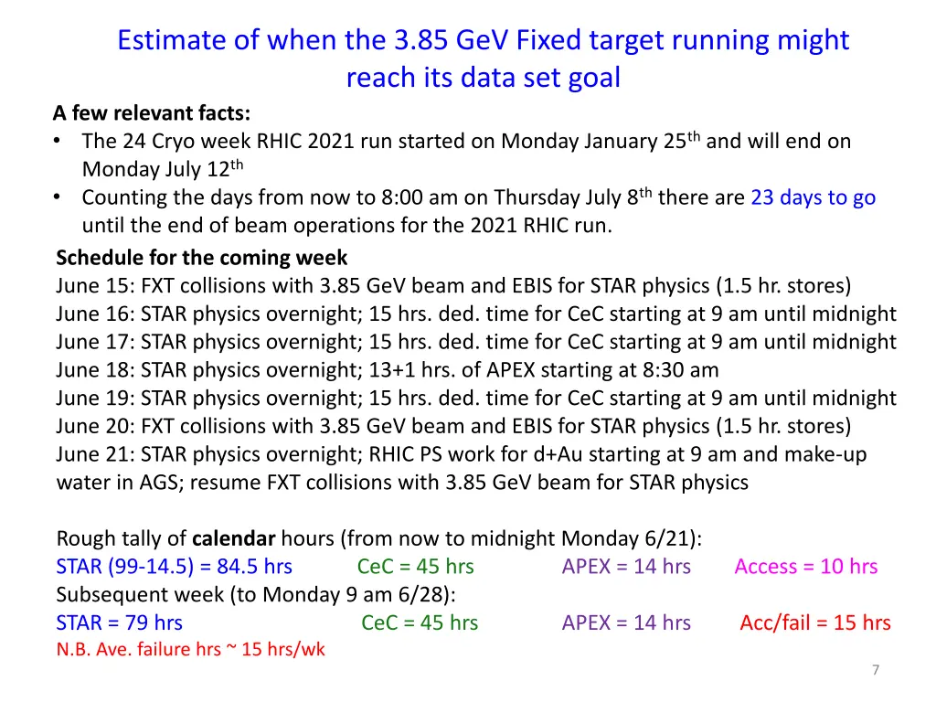 estimate of when the 3 85 gev fixed target