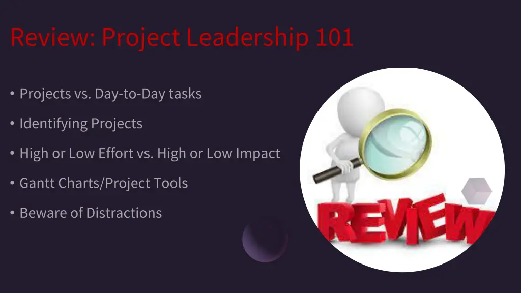 review project leadership 101