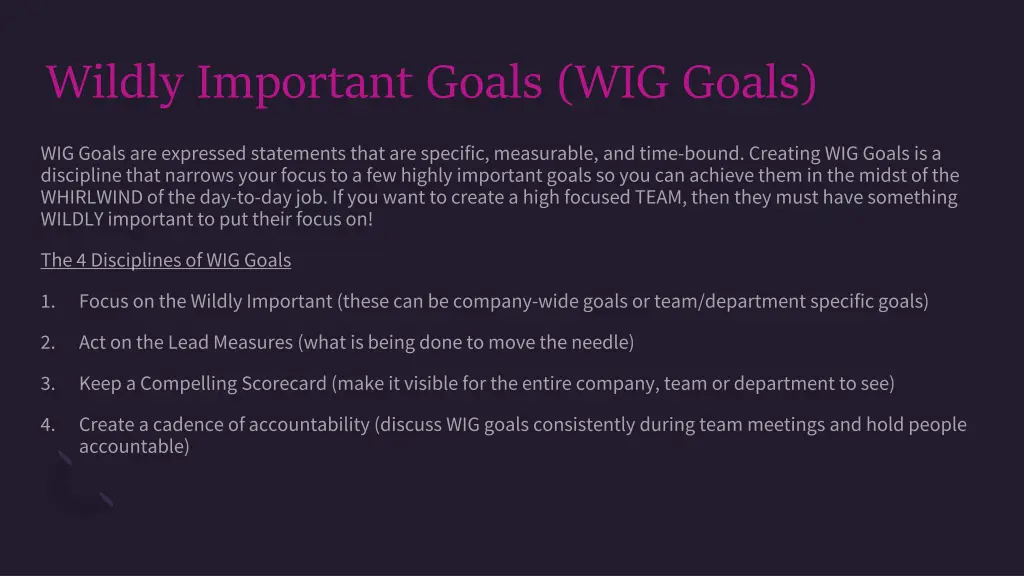 wildly important goals wig goals
