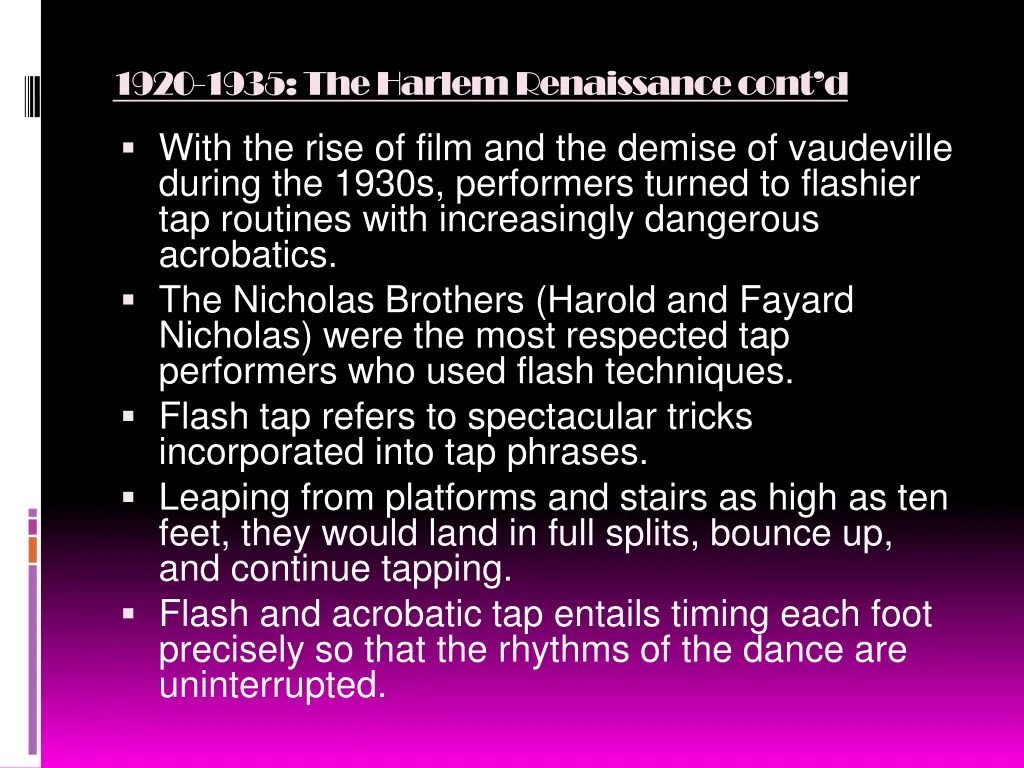 1920 1935 the harlem renaissance cont d 1