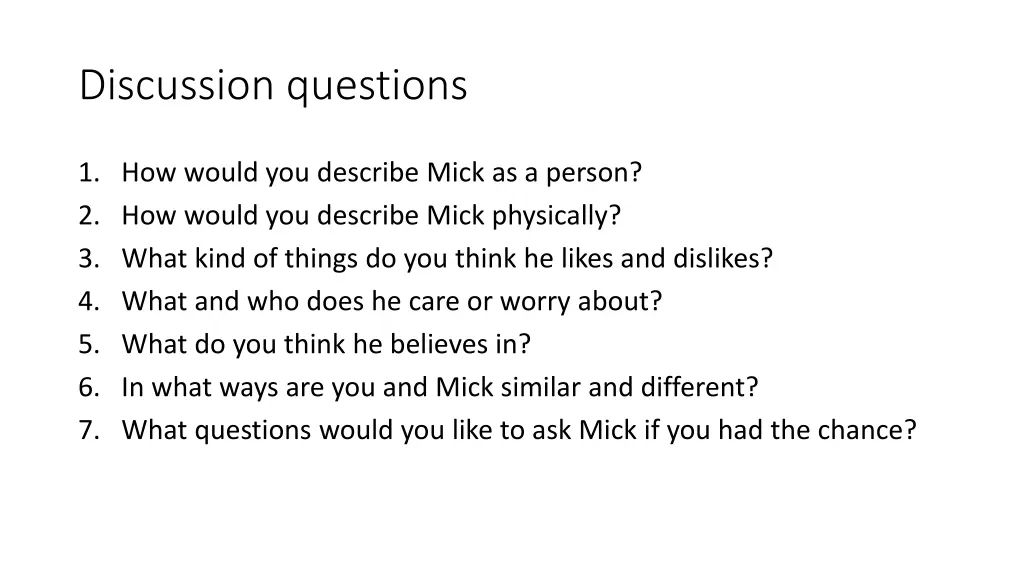 discussion questions