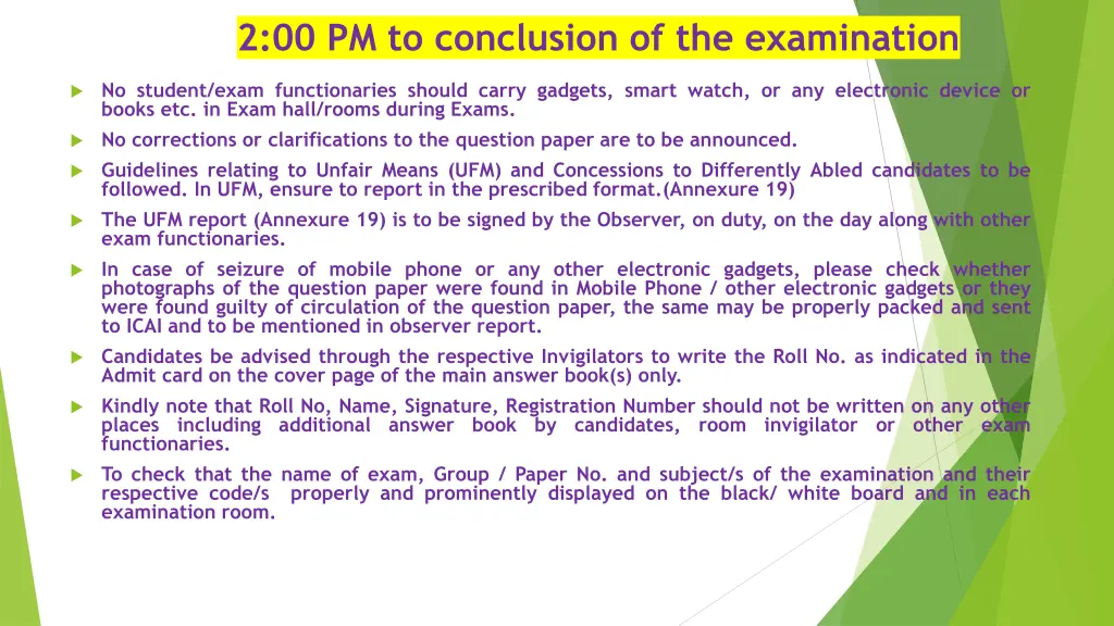 2 00 pm to conclusion of the examination