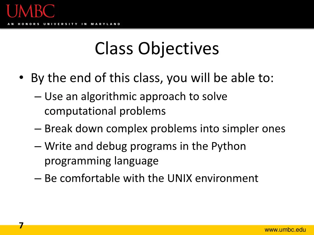 class objectives