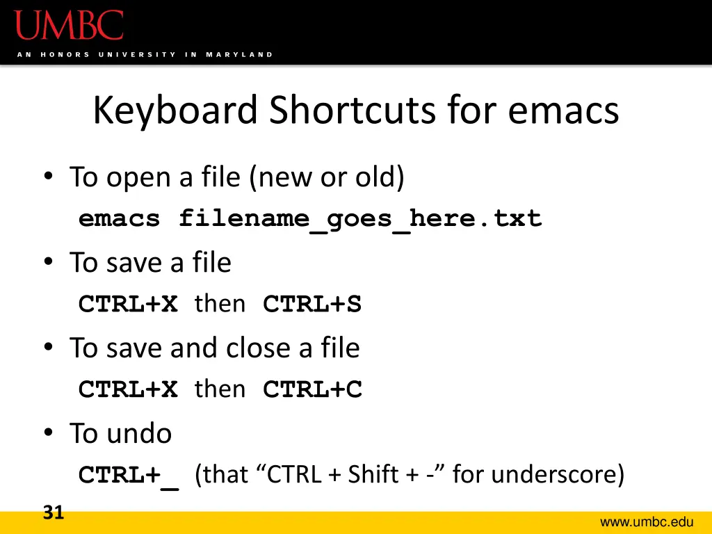 keyboard shortcuts for emacs