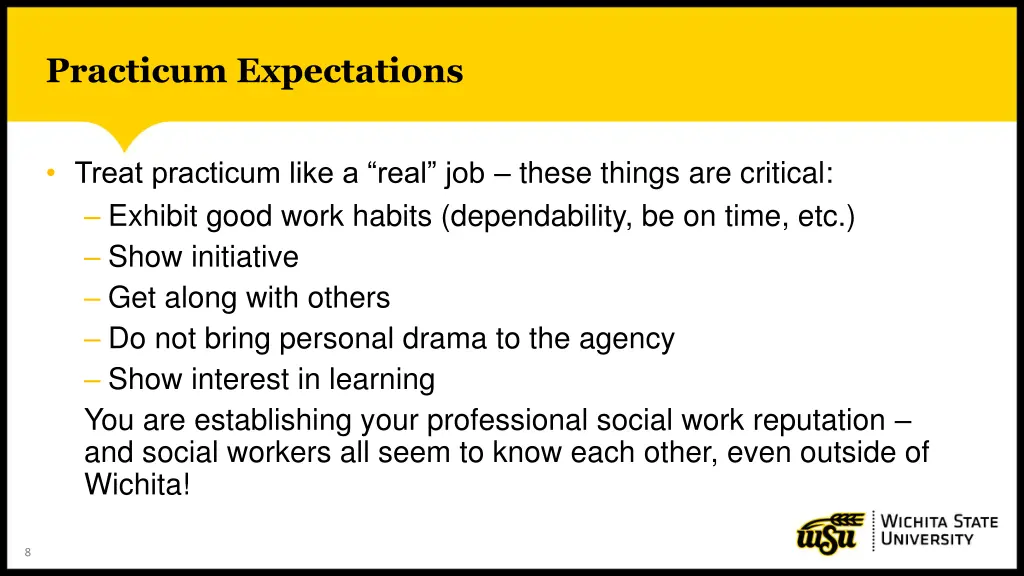 practicum expectations