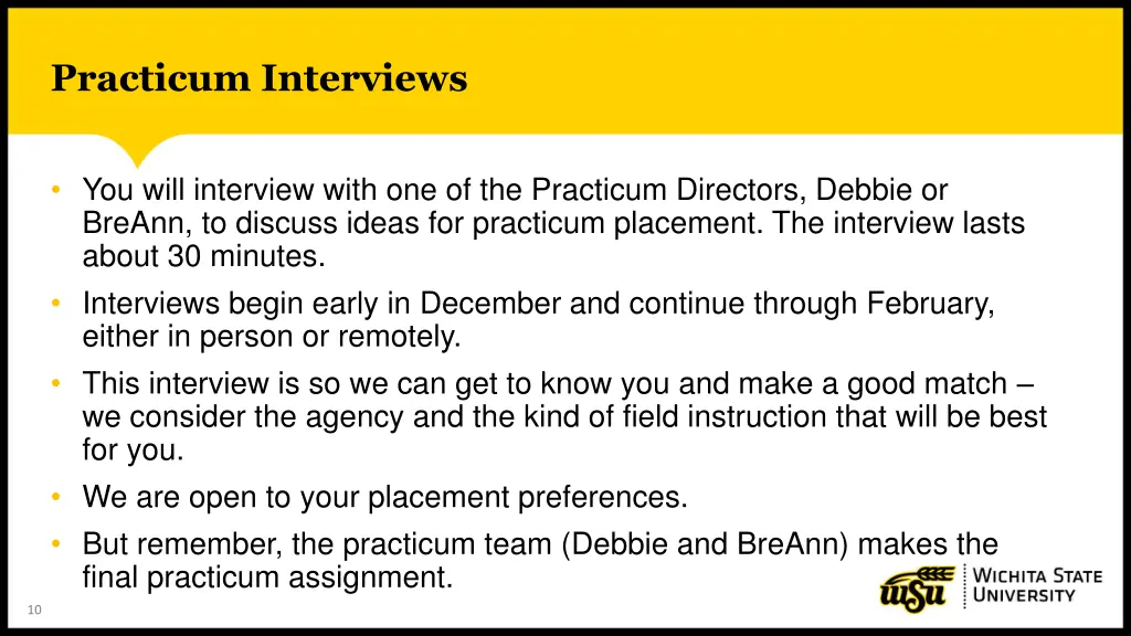 practicum interviews
