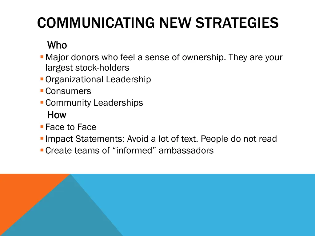 communicating new strategies