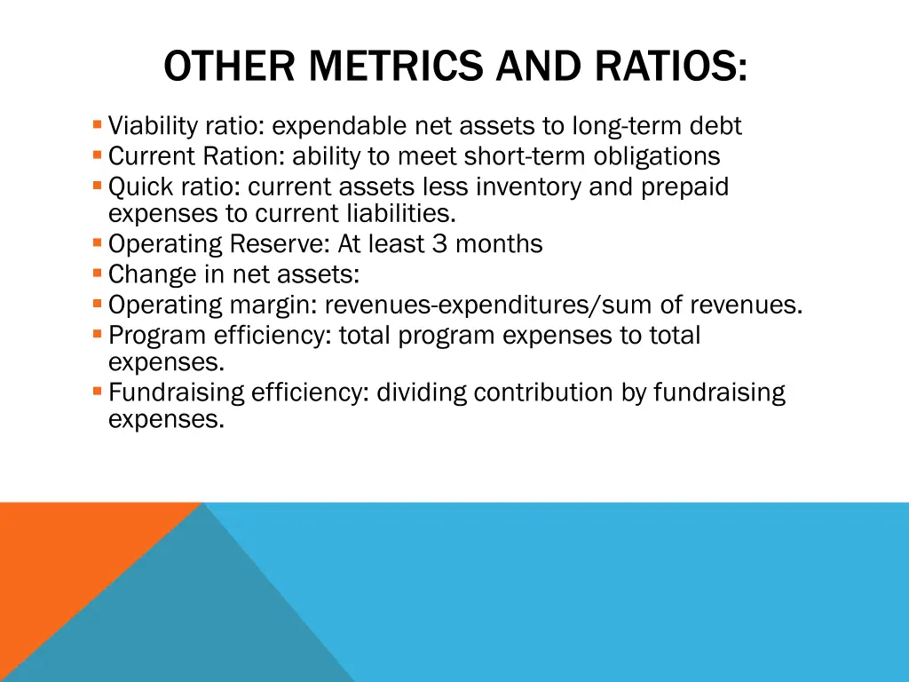 other metrics and ratios