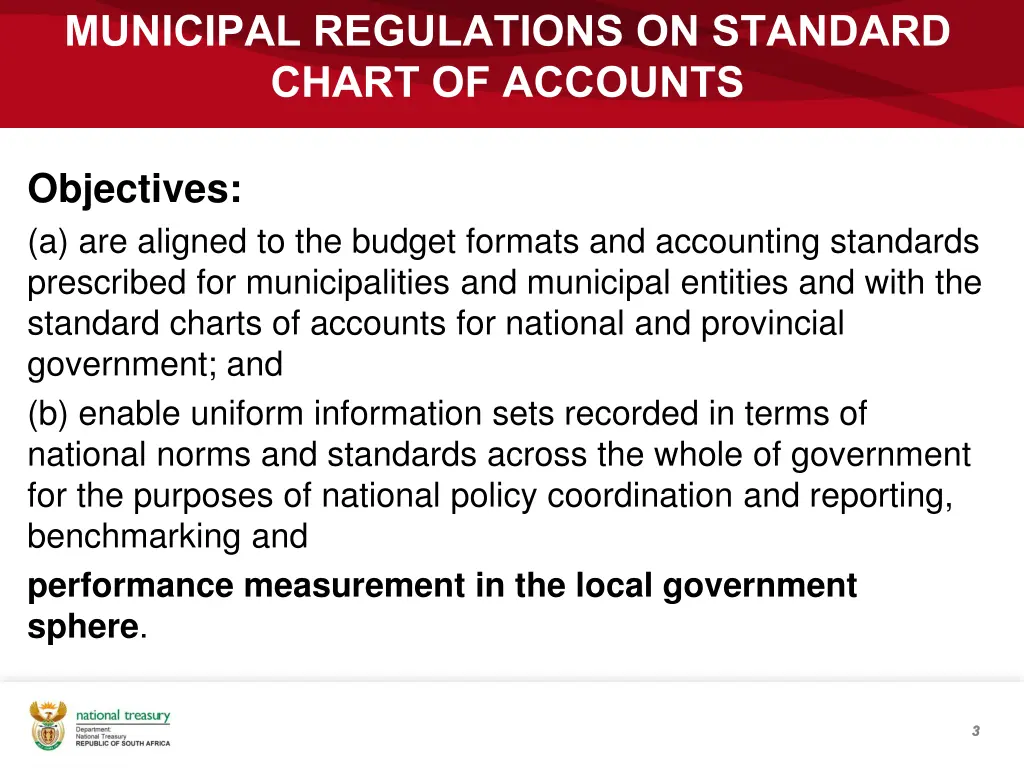 municipal regulations on standard chart