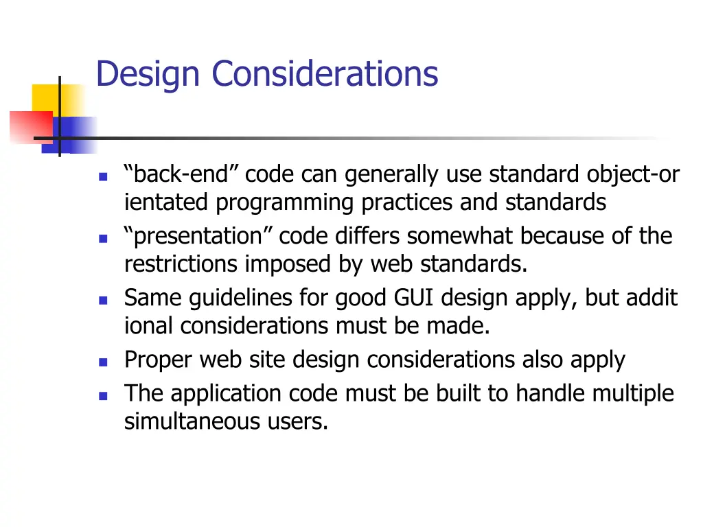 design considerations