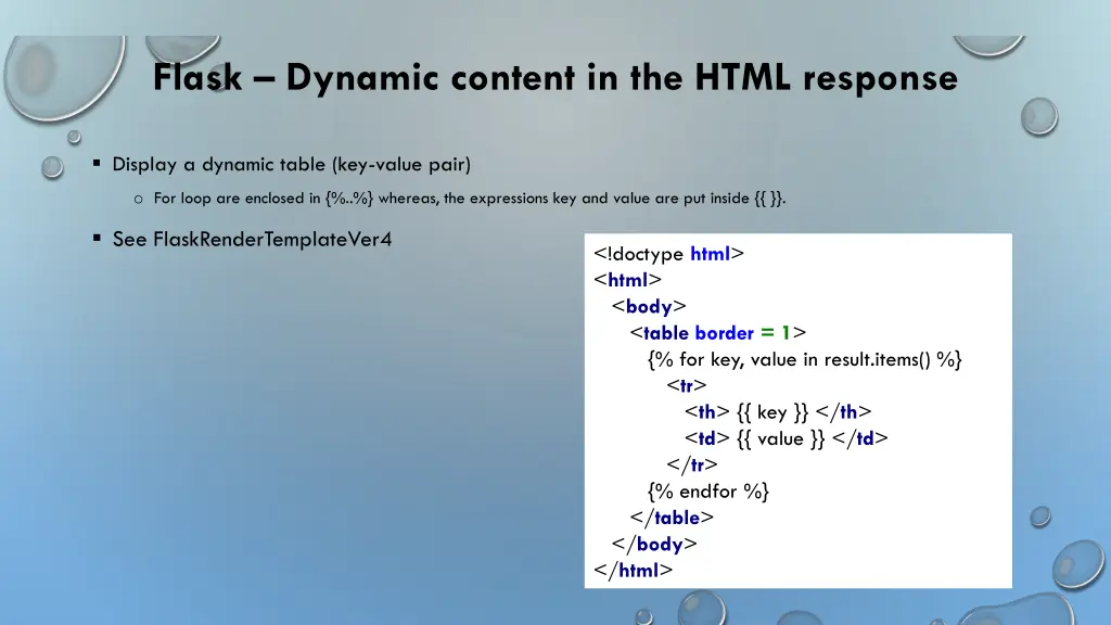 flask dynamic content in the html response