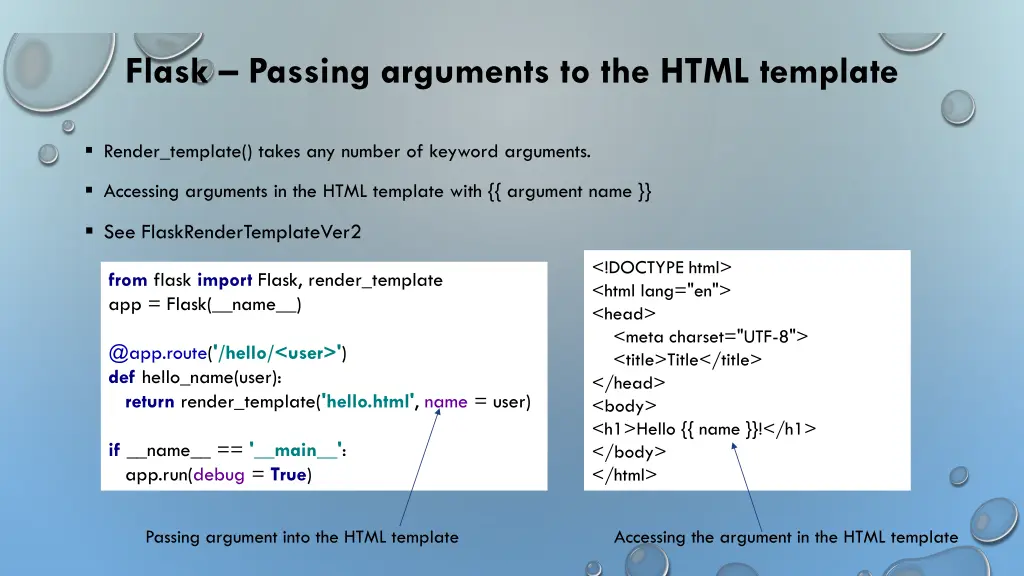 flask passing arguments to the html template