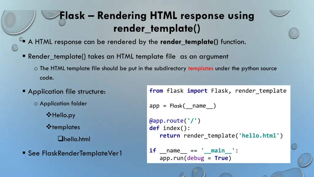 flask rendering html response using render