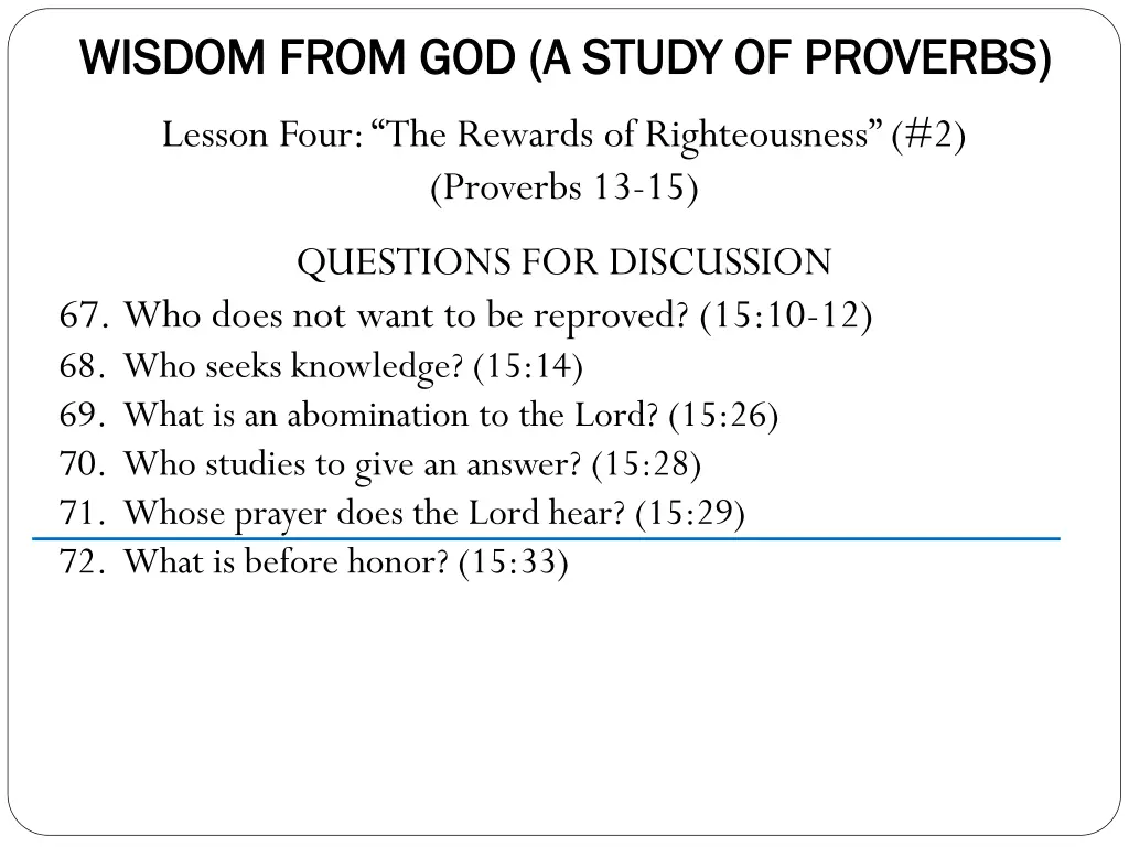 wisdom from god a study of proverbs wisdom from