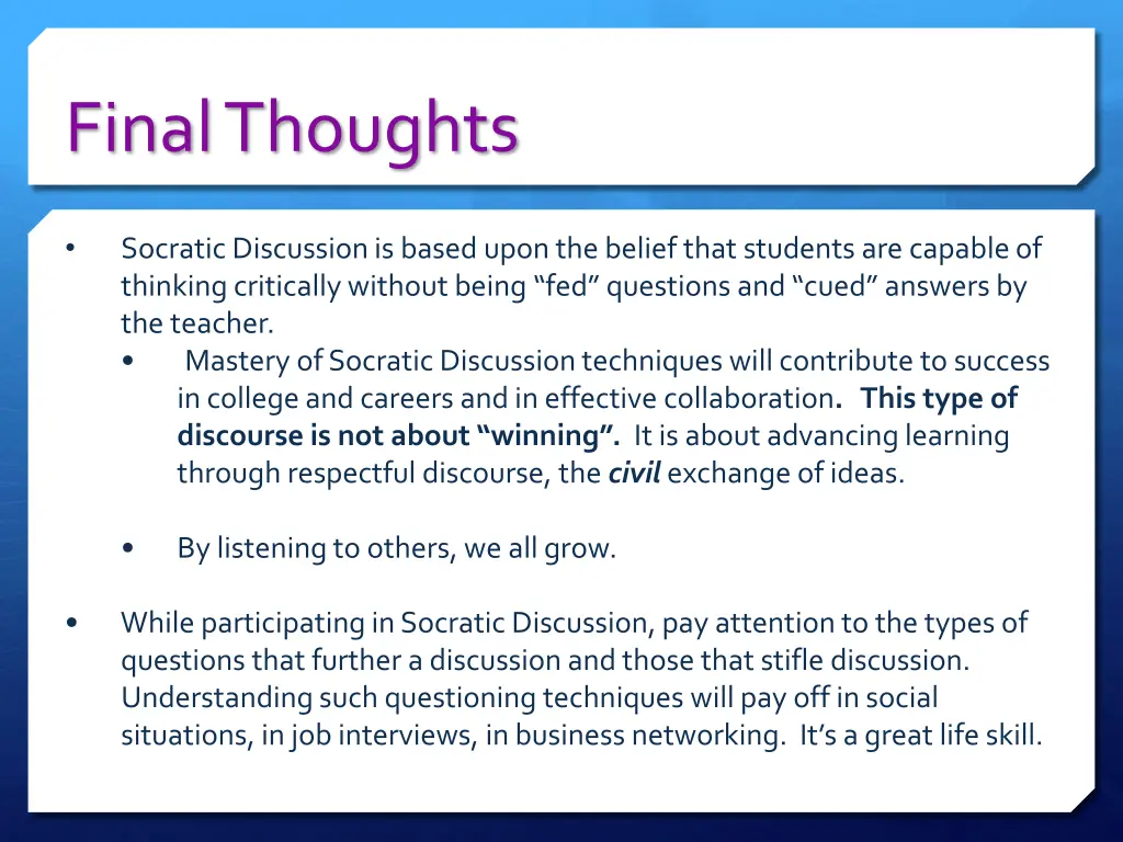 final thoughts