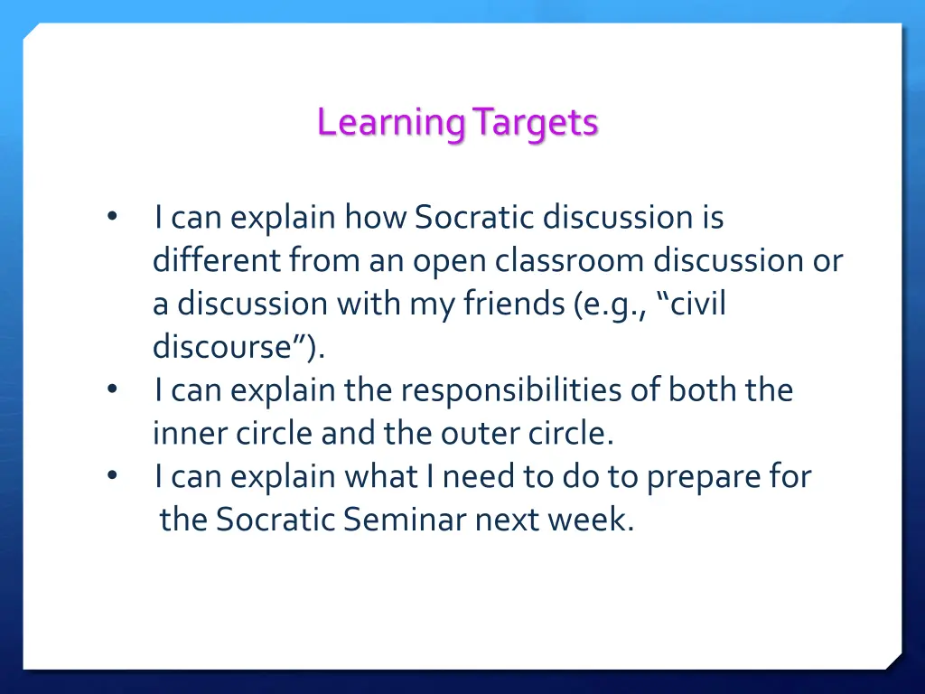 learning targets