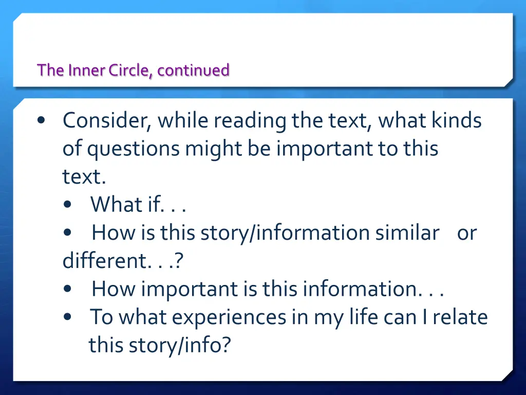 the inner circle continued