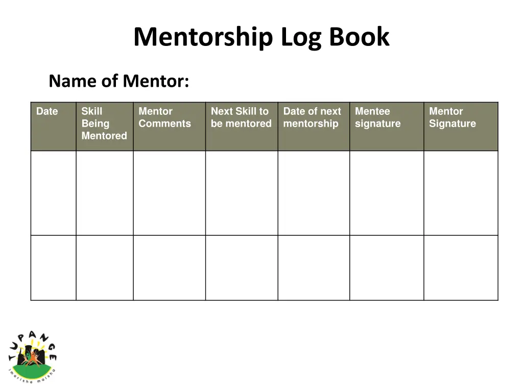 mentorship log book