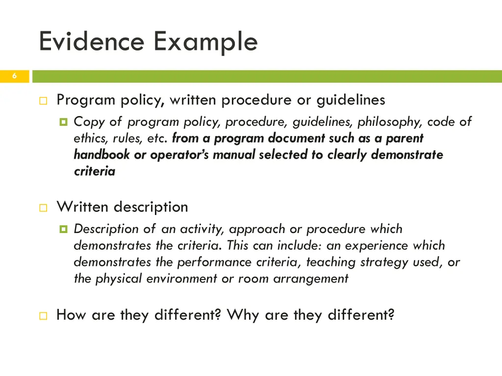 evidence example