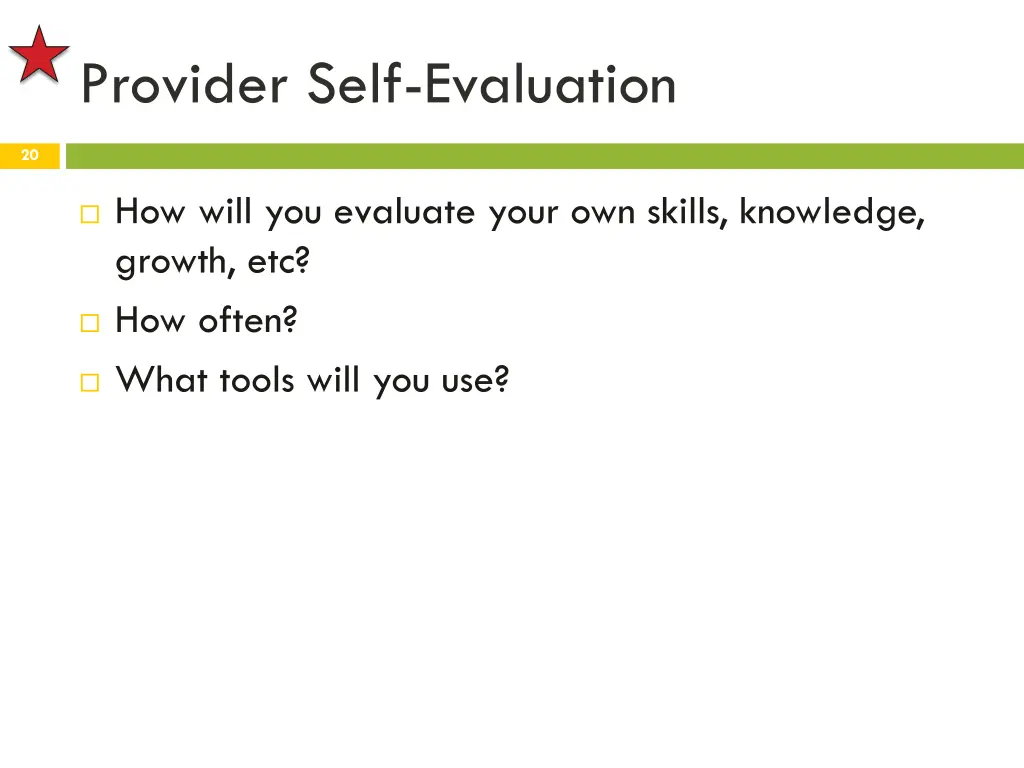 provider self evaluation