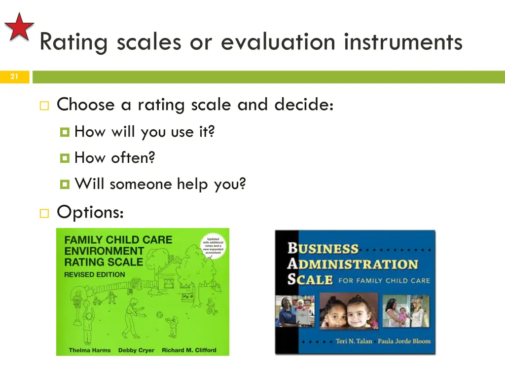 rating scales or evaluation instruments