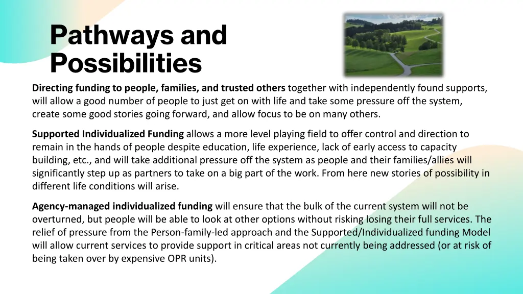 pathways and possibilities directing funding