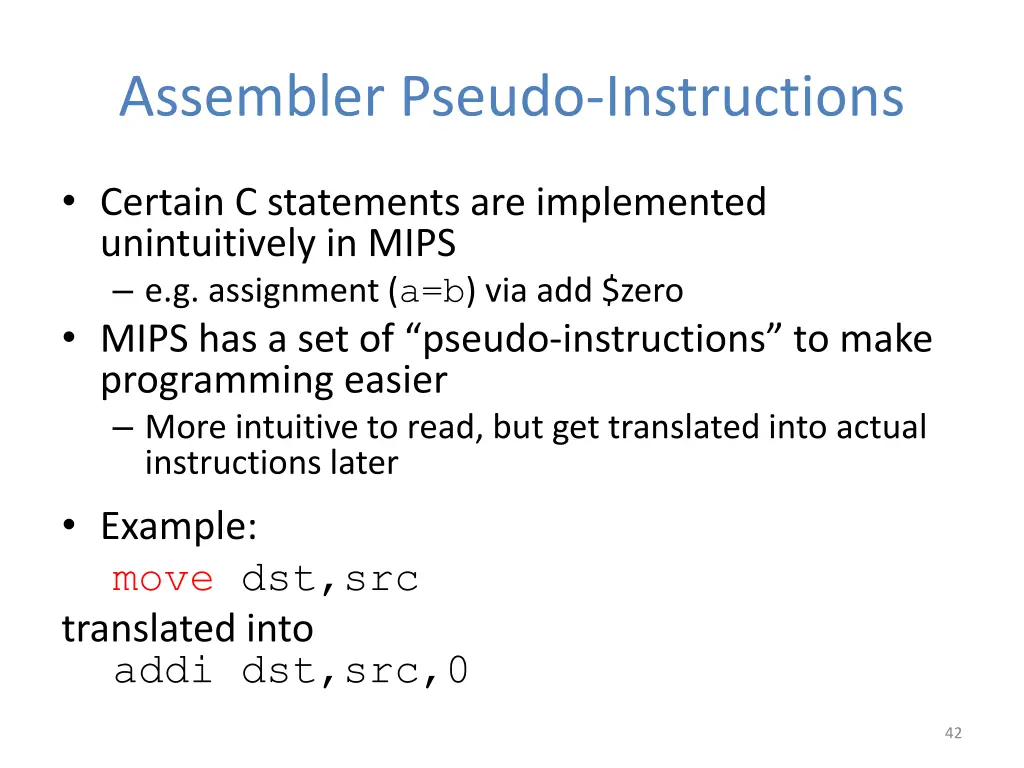 assembler pseudo instructions
