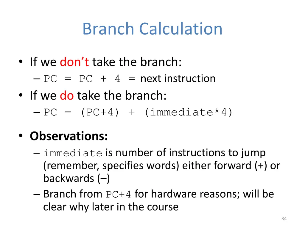 branch calculation