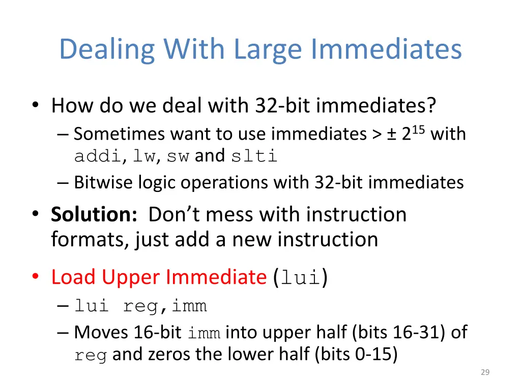 dealing with large immediates
