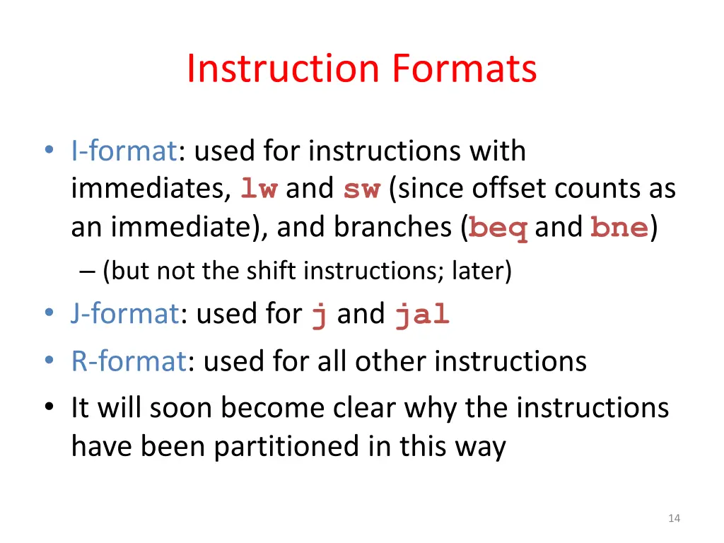 instruction formats
