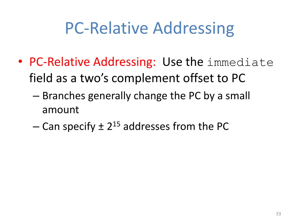 pc relative addressing