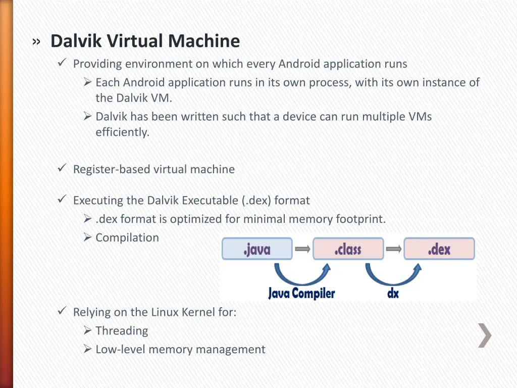 dalvik virtual machine providing environment