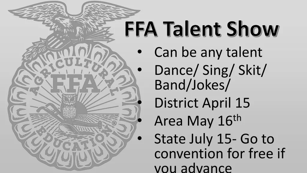 ffa talent show can be any talent dance sing skit