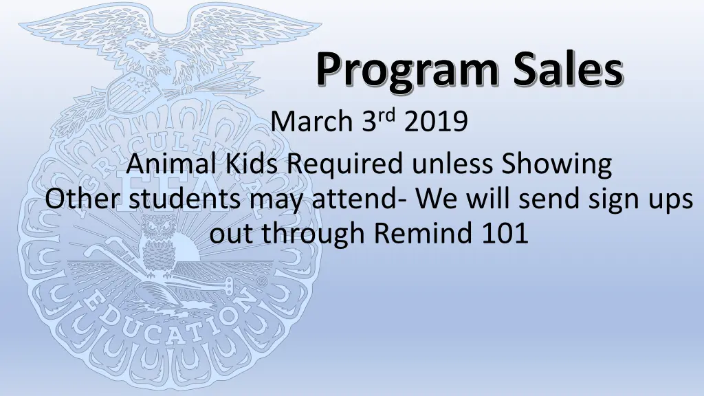 program sales march 3 rd 2019 animal kids