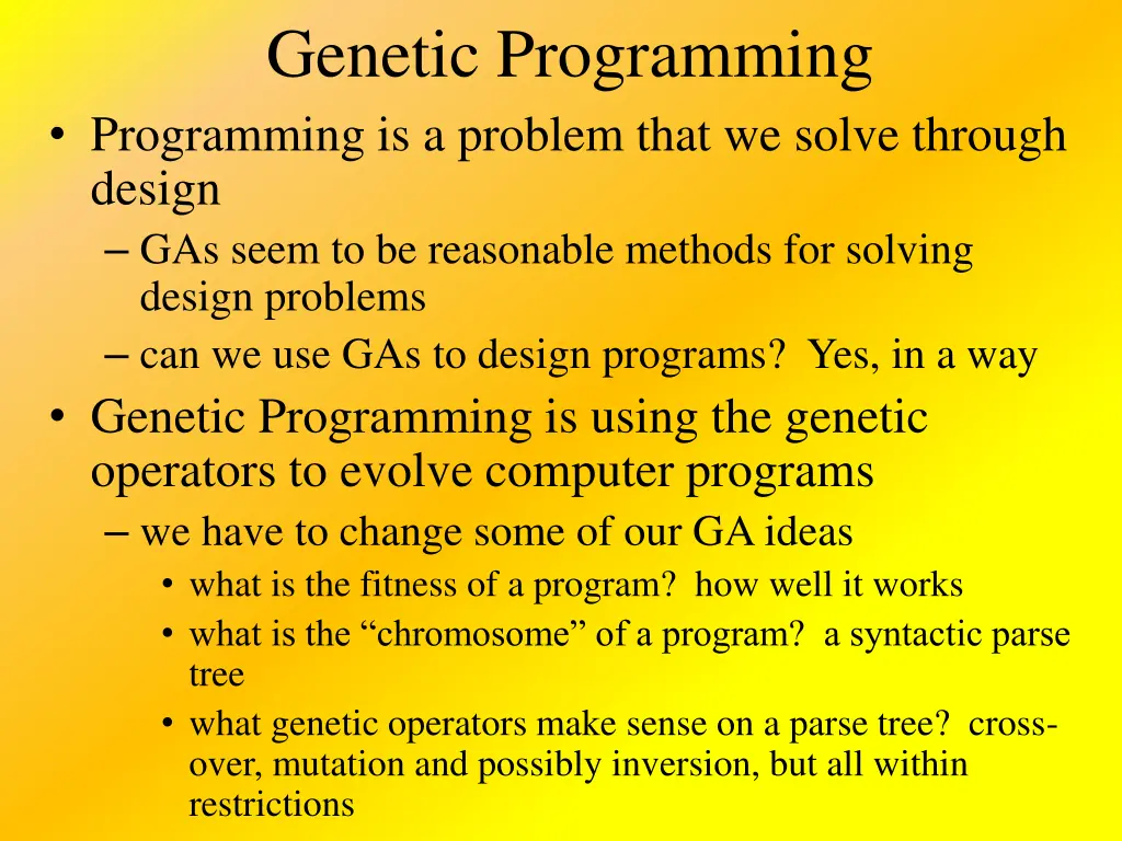 genetic programming programming is a problem that