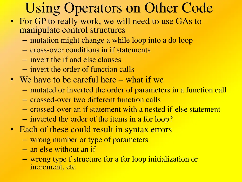 using operators on other code for gp to really