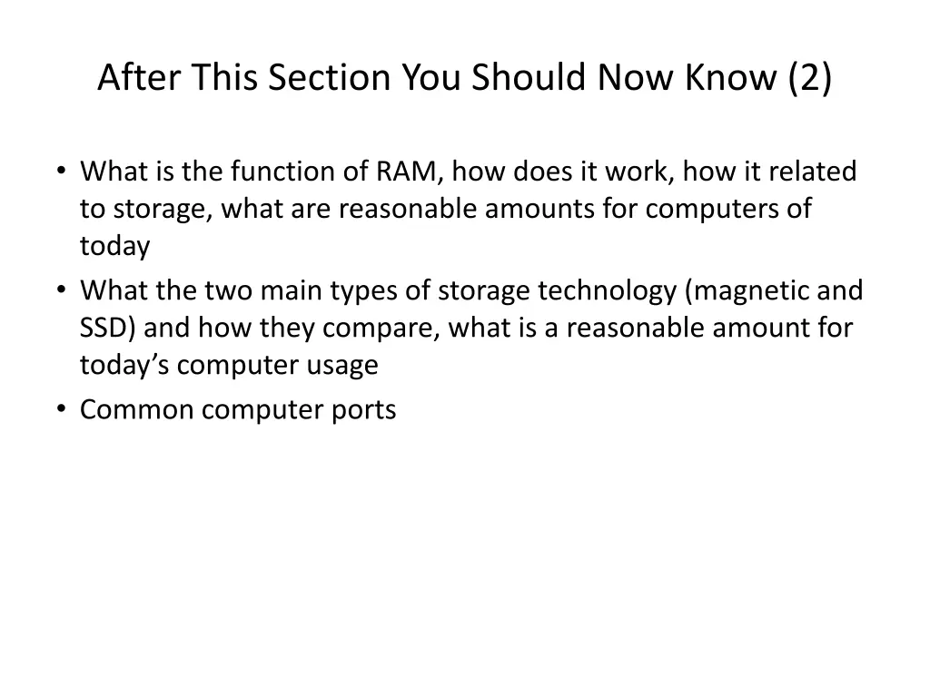 after this section you should now know 2