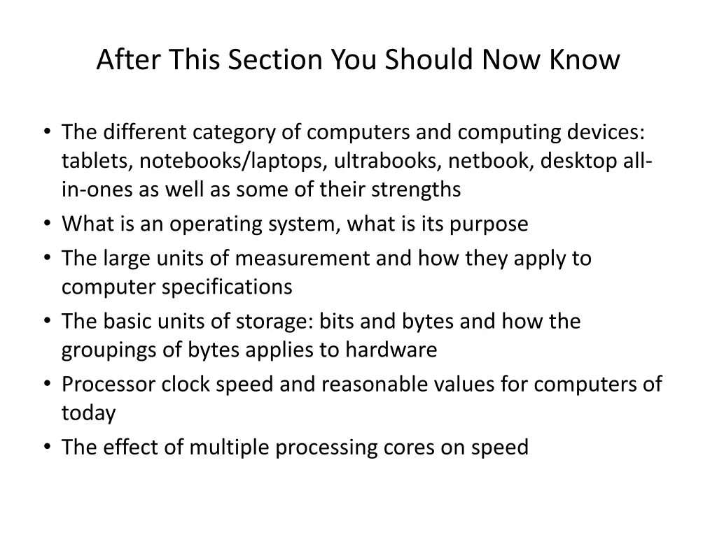 after this section you should now know