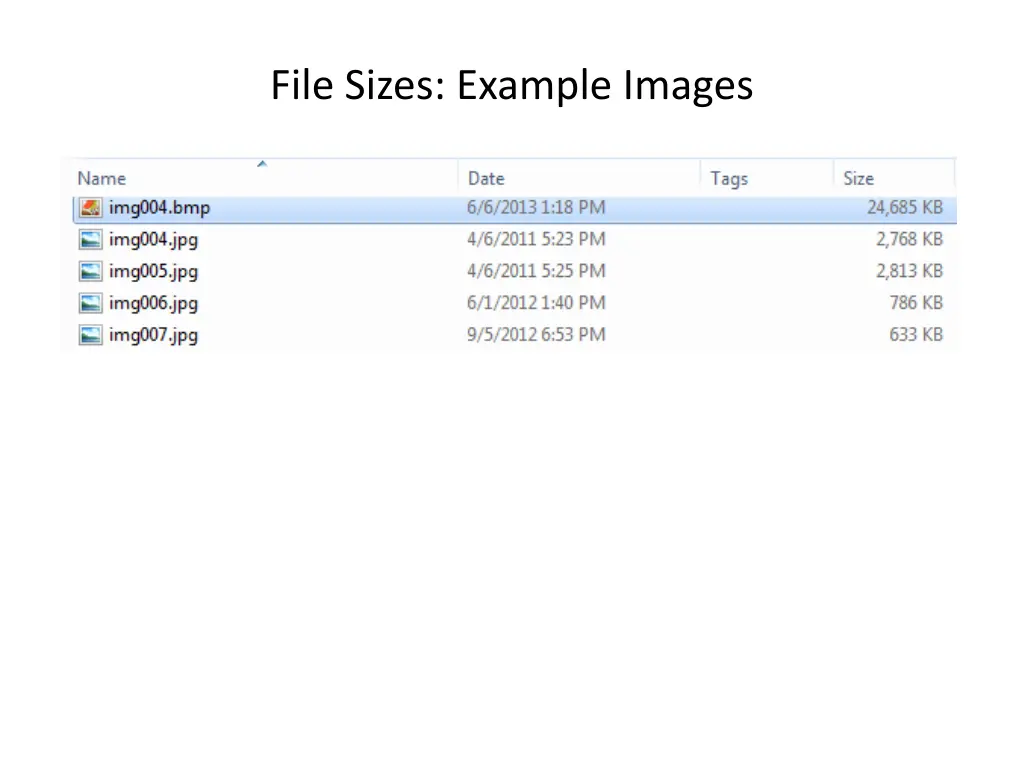 file sizes example images