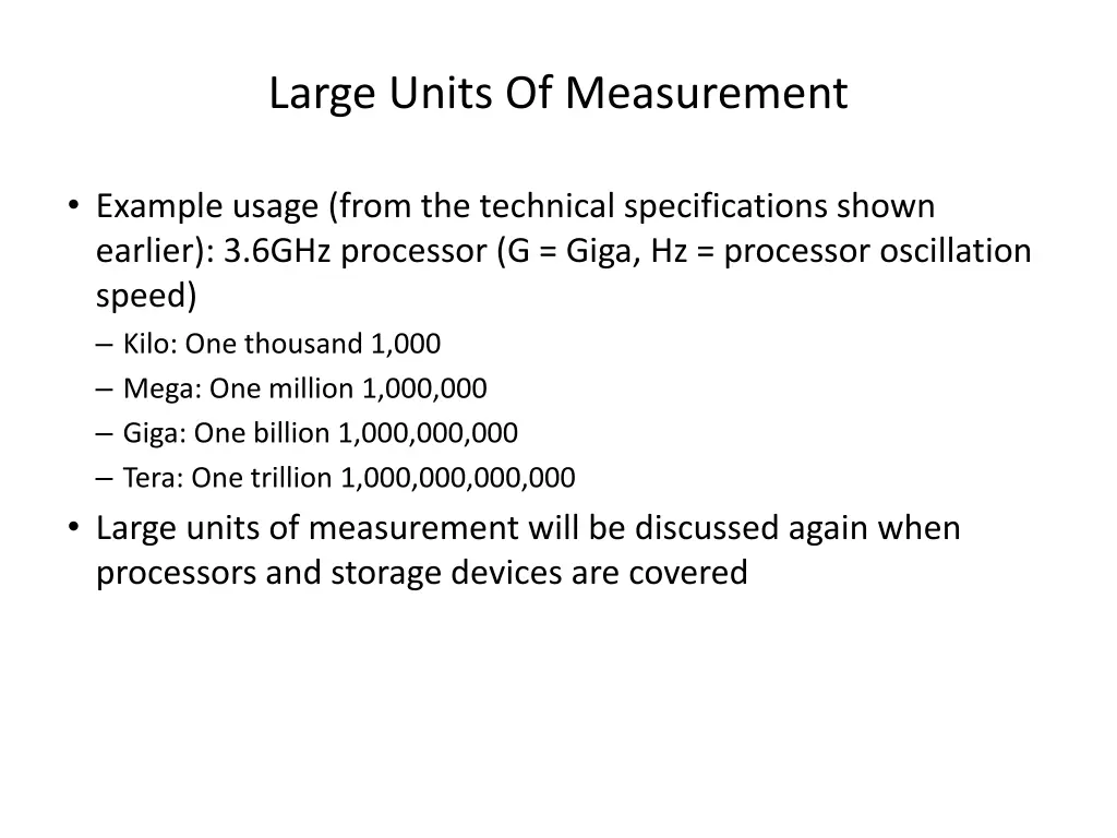large units of measurement