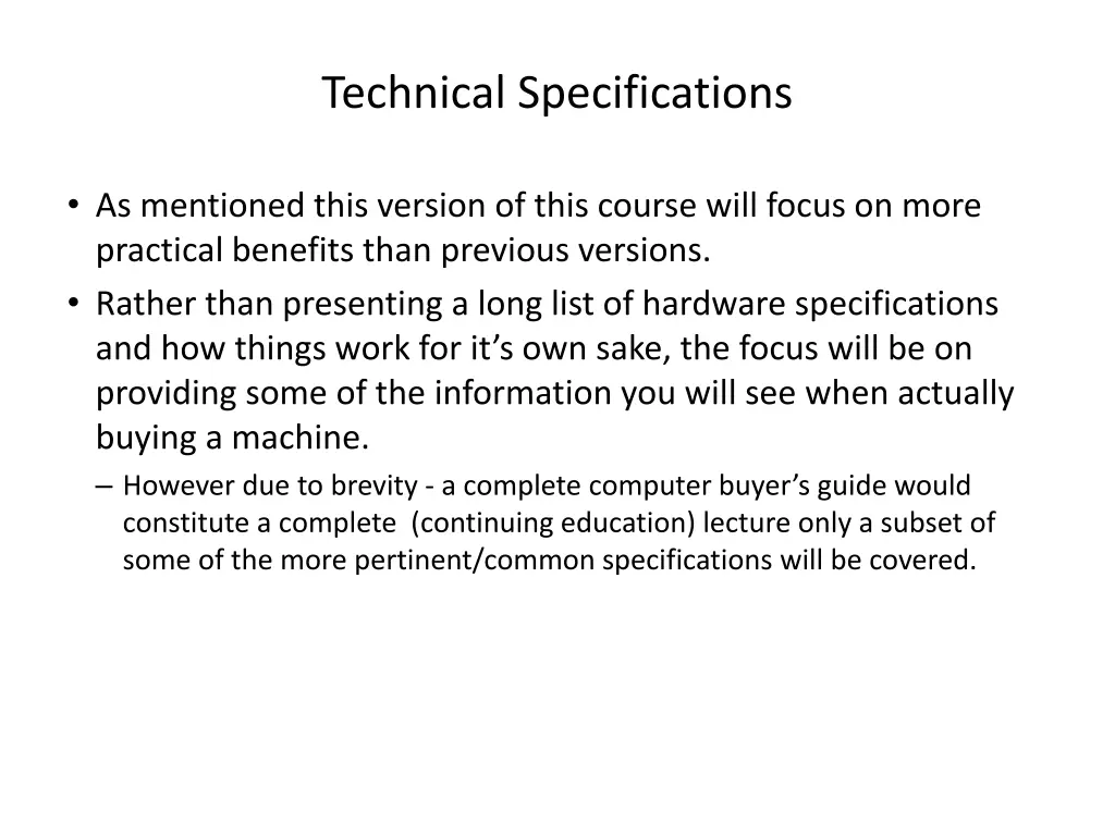 technical specifications