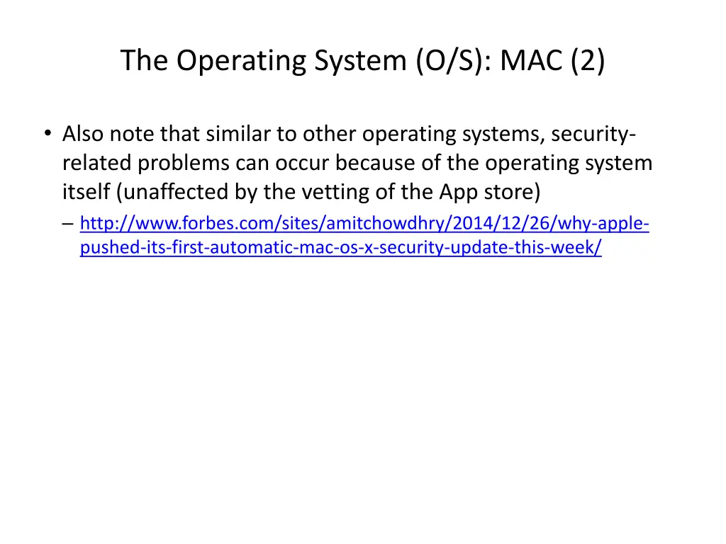 the operating system o s mac 2