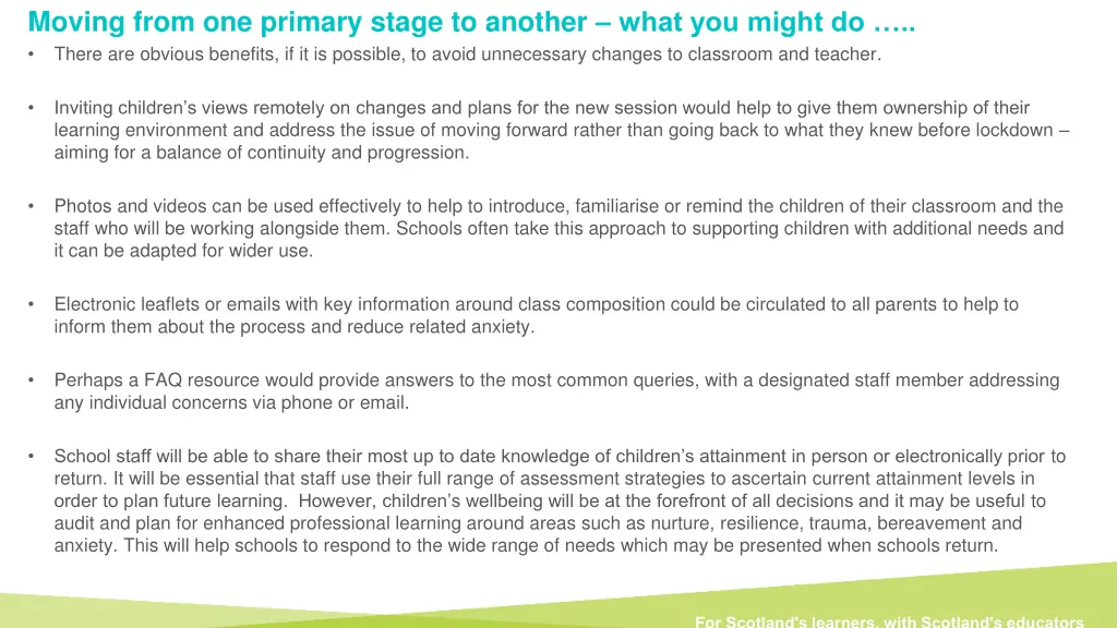 moving from one primary stage to another what